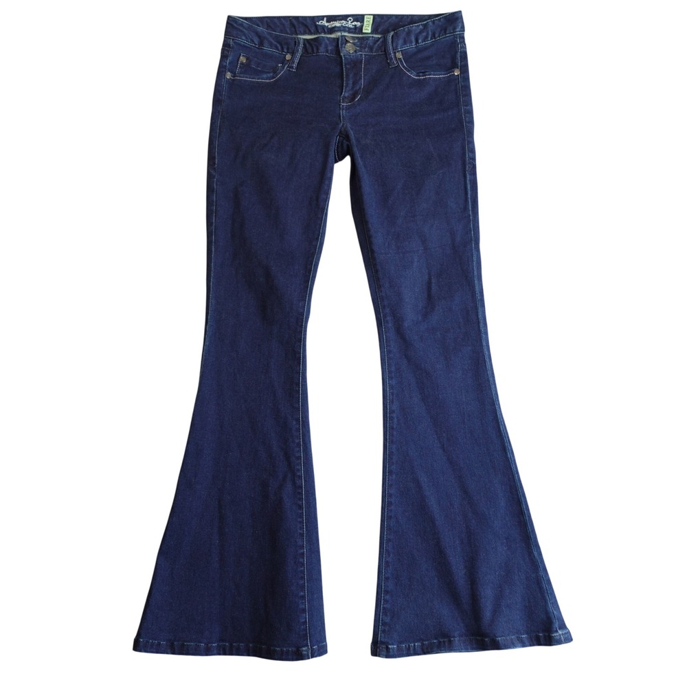 Rare Vtg Y2K American Rag Low Rise Flare Jeans Womens 5 Small Dark Wash 30x30